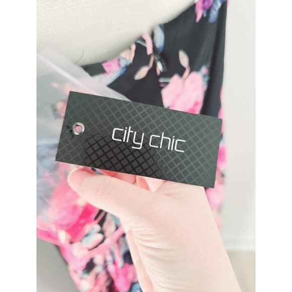 City Chic Romantic Rose Floral Strapless Faux Wrap Hi Low Maxi Dress 22 XL NEW - Picture 14 of 14